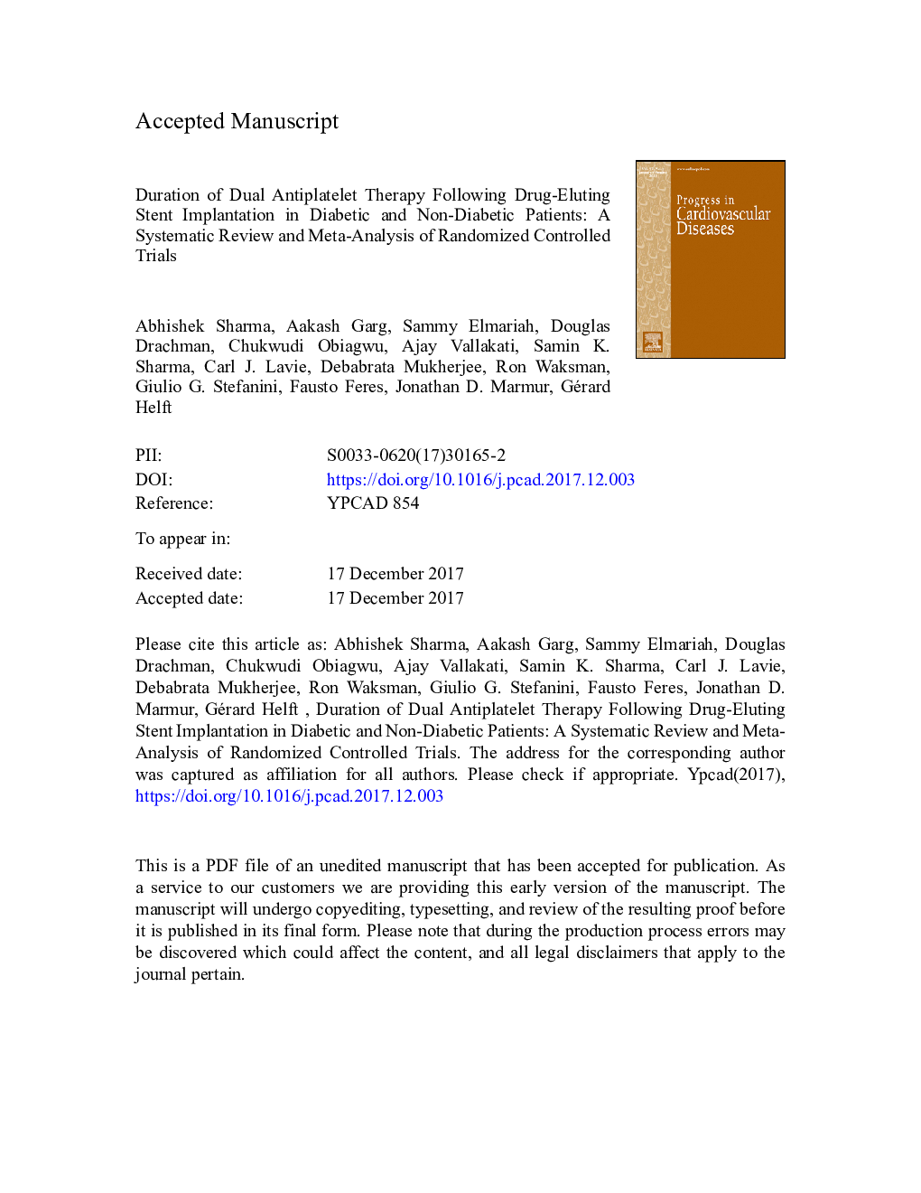 Duration of Dual Antiplatelet Therapy Following Drug-Eluting Stent Implantation in Diabetic and Non-Diabetic Patients: A Systematic Review and Meta-Analysis of Randomized Controlled Trials