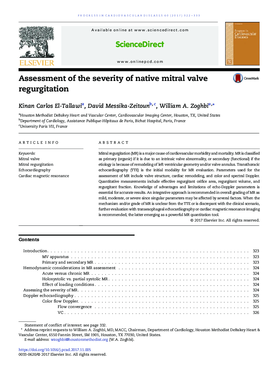 Assessment of the severity of native mitral valve regurgitation