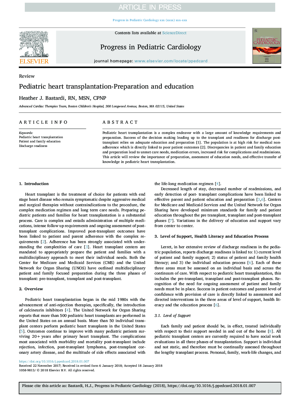 Pediatric heart transplantation-Preparation and education