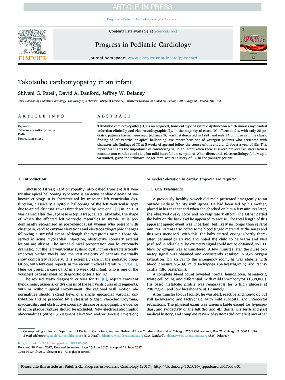 عکس صفحه اول مقاله: Takotsubo cardiomyopathy in an infant Takotsubo cardiomyopathy in an infant
