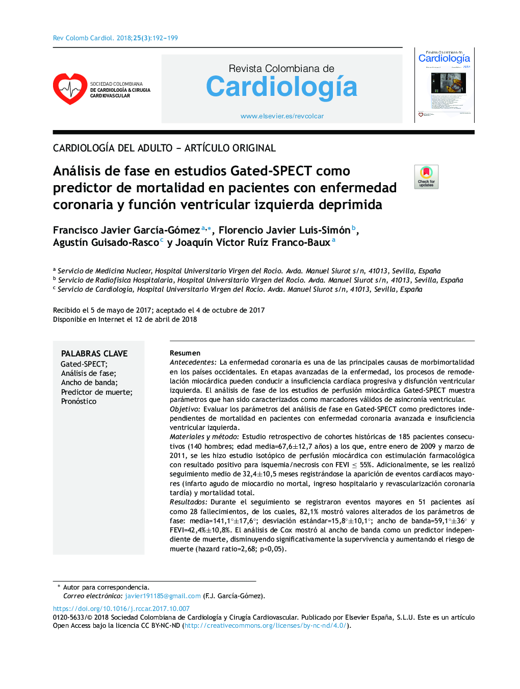 Análisis de fase en estudios Gated-SPECT como predictor de mortalidad en pacientes con enfermedad coronaria y función ventricular izquierda deprimida