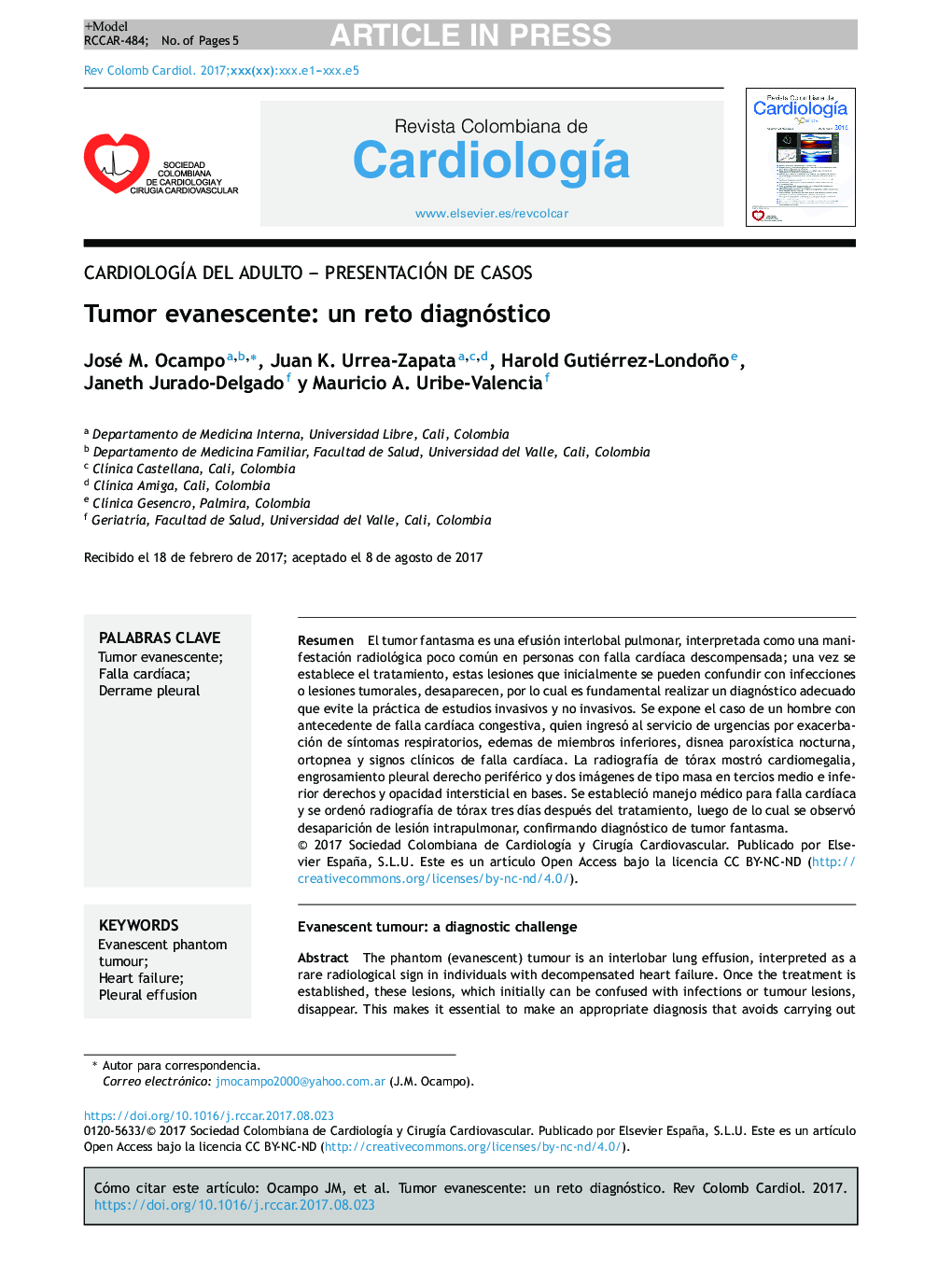 Tumor evanescente: un reto diagnóstico