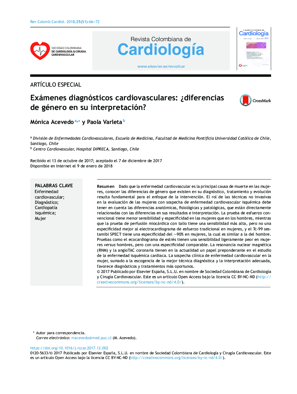 Exámenes diagnósticos cardiovasculares: Â¿diferencias de género en su interpretación?