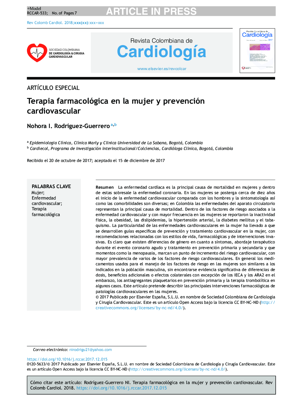 Terapia farmacológica en la mujer y prevención cardiovascular