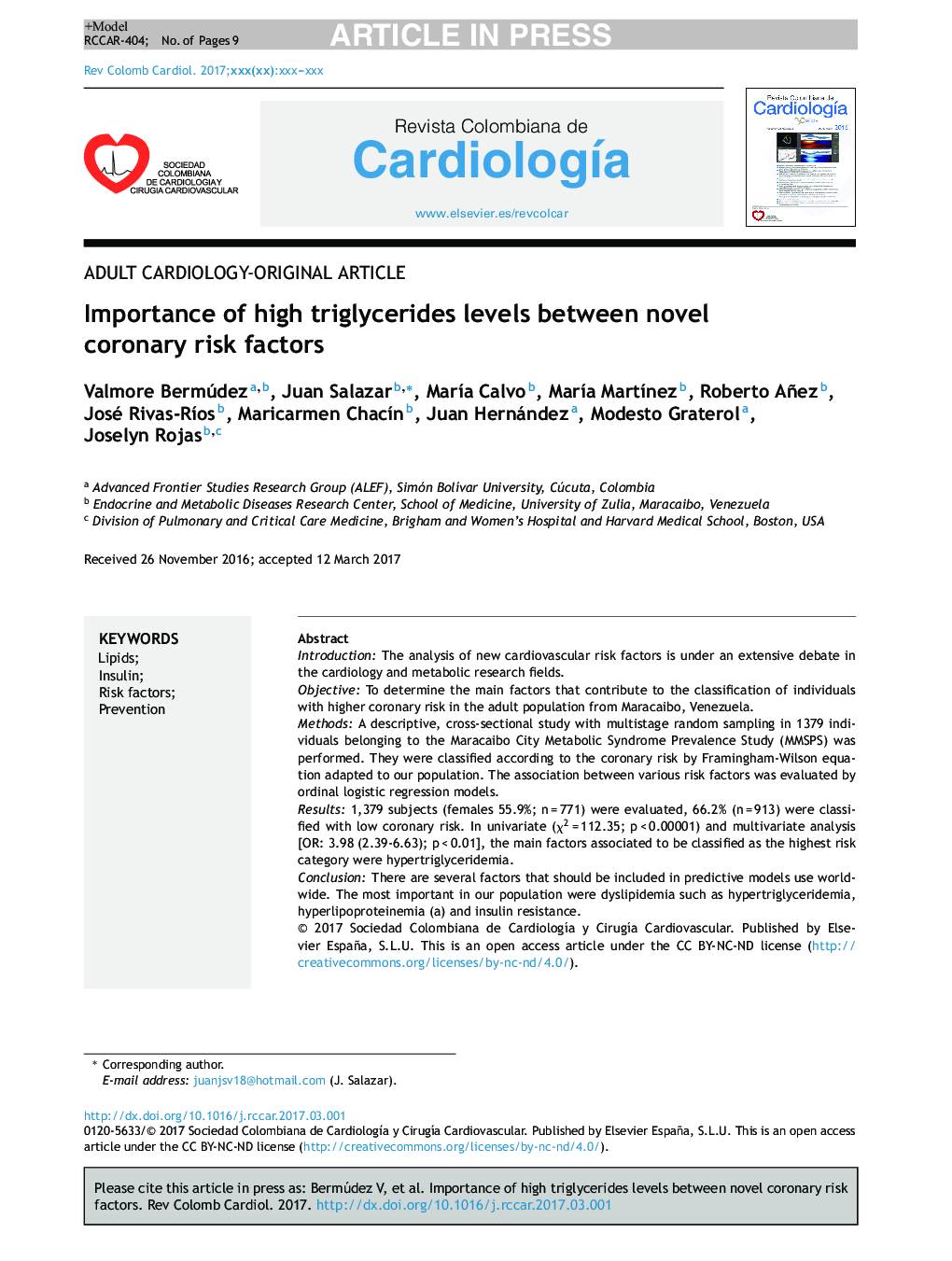 Importance of high triglycerides levels between novel coronary risk factors