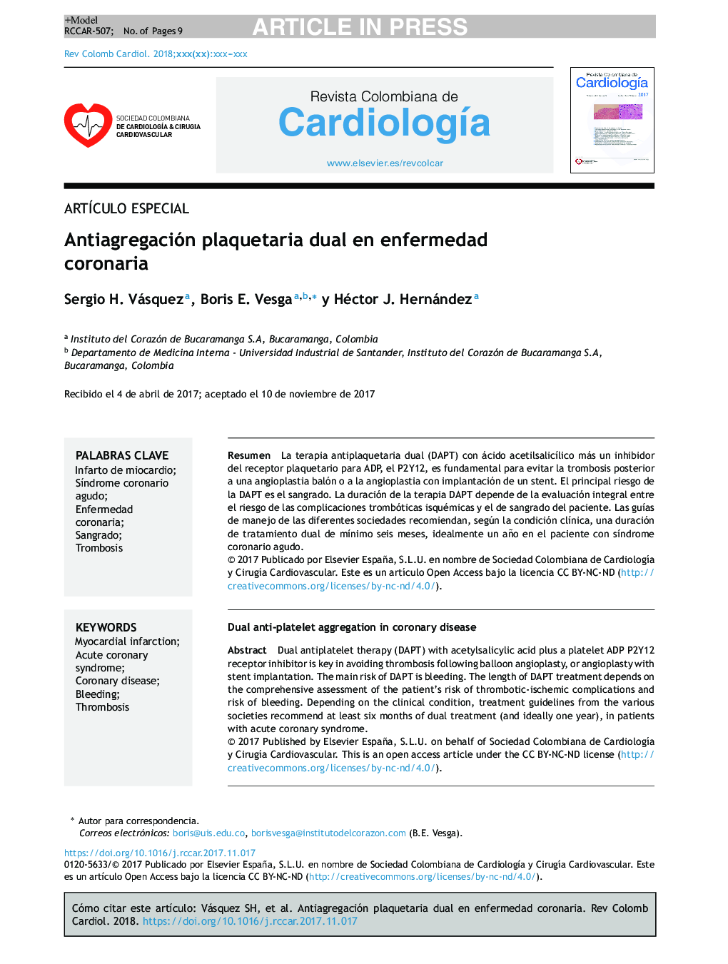 Antiagregación plaquetaria dual en enfermedad coronaria