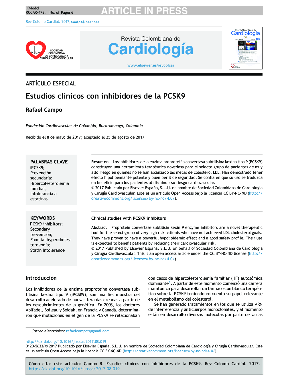 Estudios clÃ­nicos con inhibidores de la PCSK9