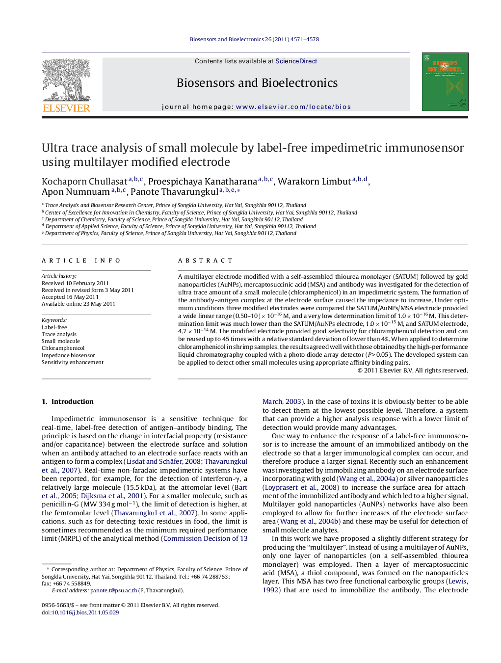 Ultra trace analysis of small molecule by label-free impedimetric immunosensor using multilayer modified electrode