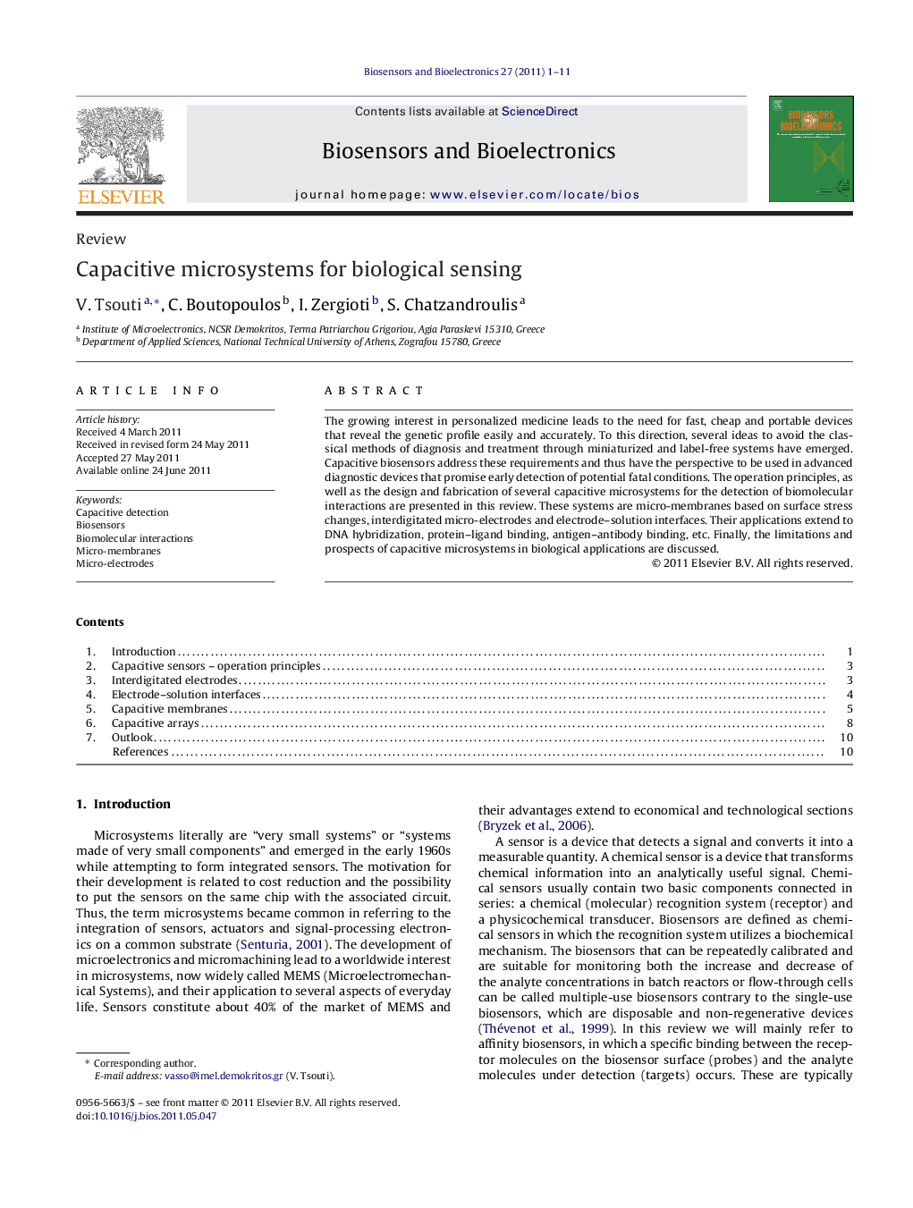 Capacitive microsystems for biological sensing