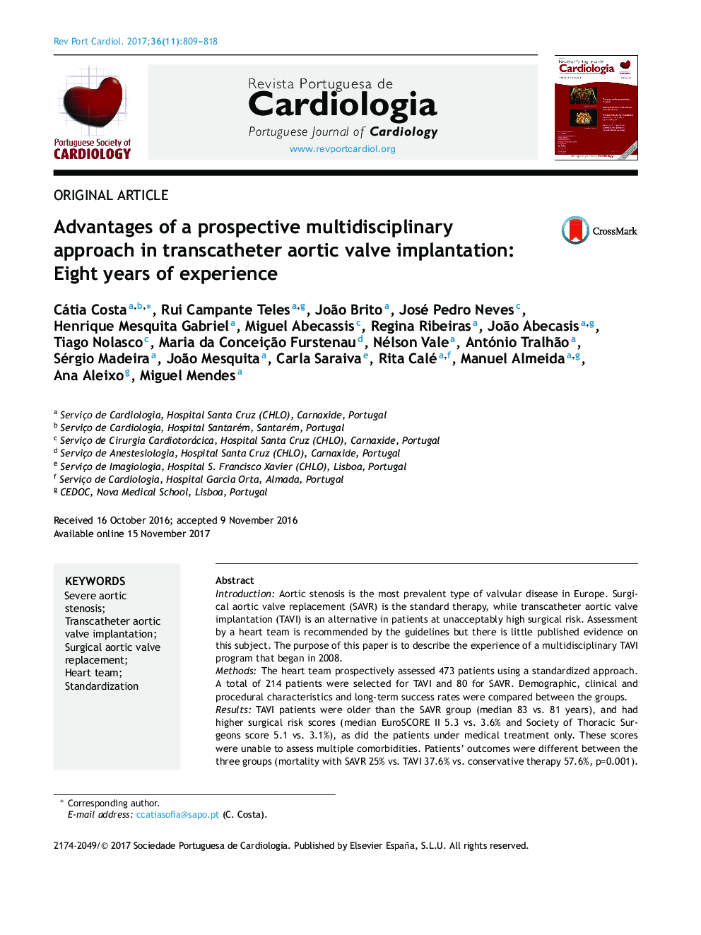 Advantages of a prospective multidisciplinary approach in transcatheter aortic valve implantation: Eight years of experience