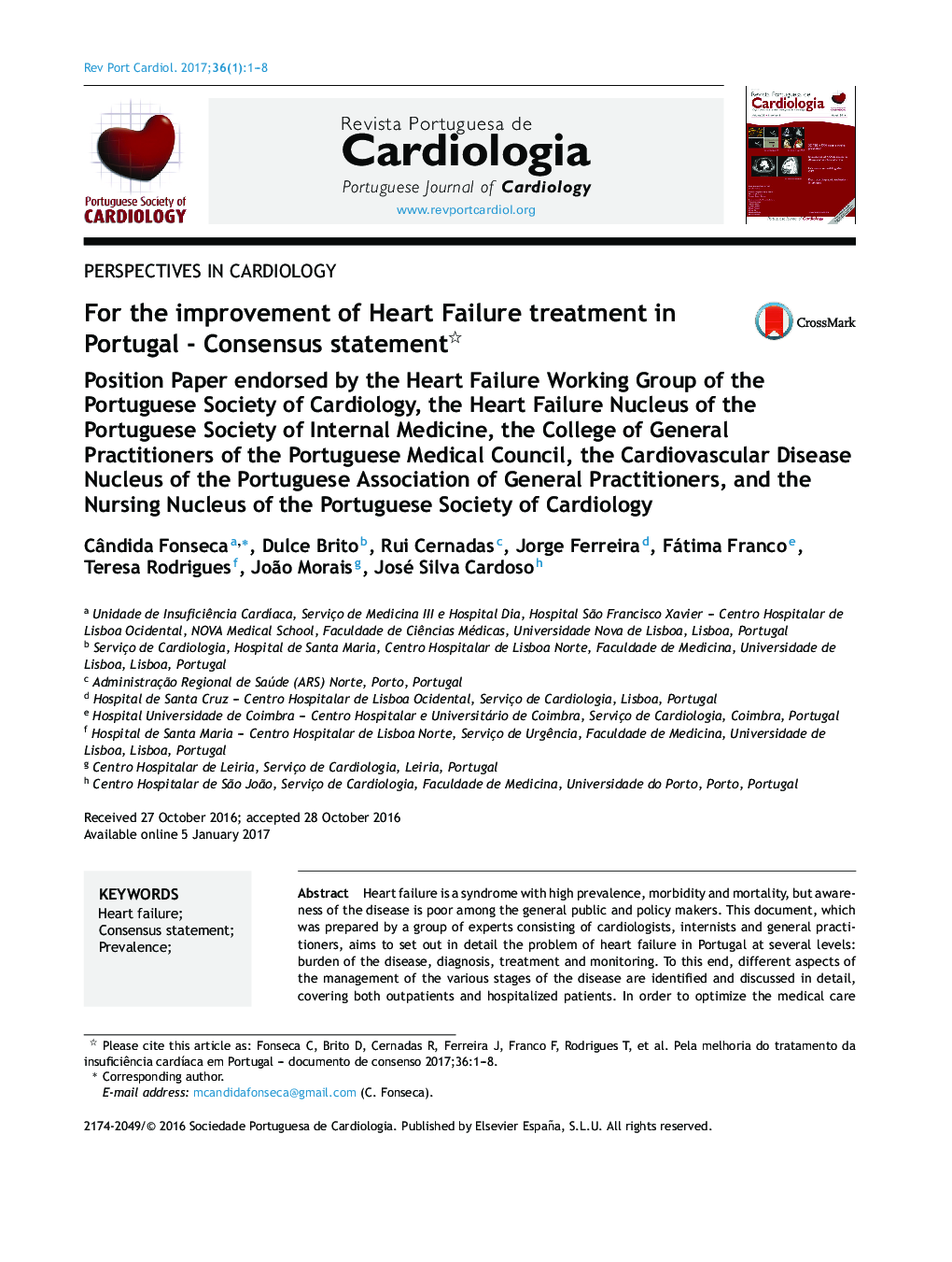 For the improvement of Heart Failure treatment in Portugal - Consensus statement