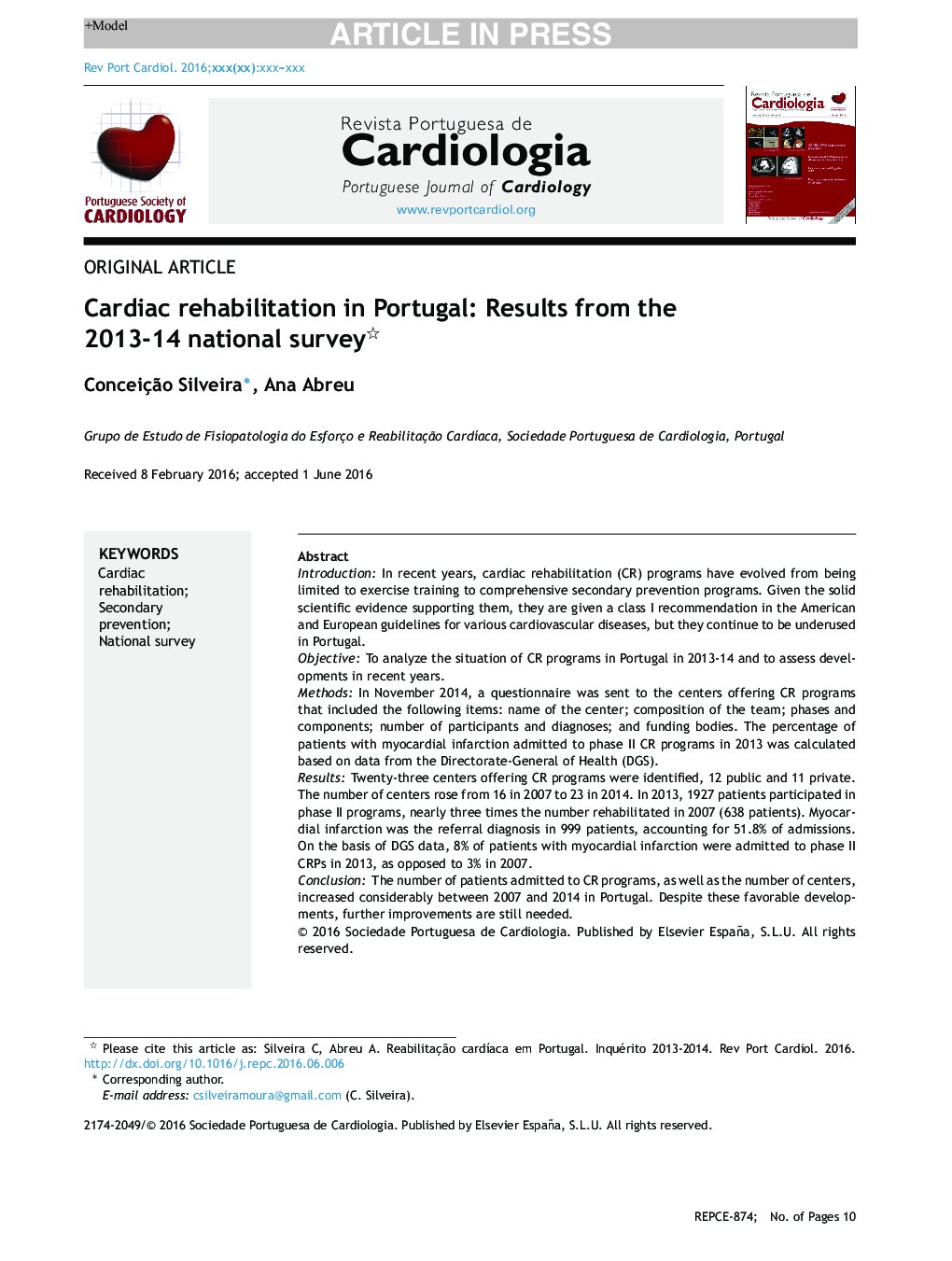 توانبخشی قلب در پرتغال: نتایج بررسی ملی سال 2013-14 