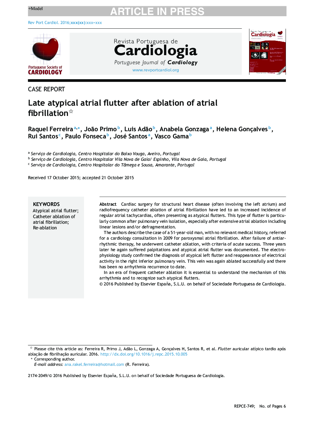 Late atypical atrial flutter after ablation of atrial fibrillation