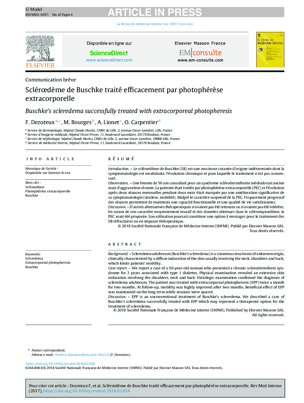 SclérÅdÃ¨me de Buschke traité efficacement par photophérÃ¨se extracorporelle
