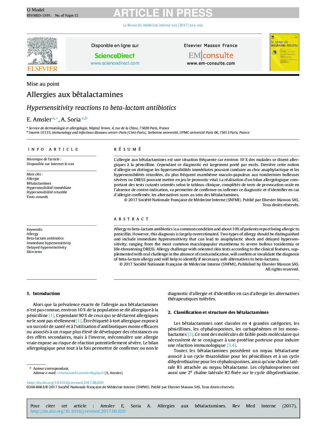 Allergies aux bÃªtalactamines