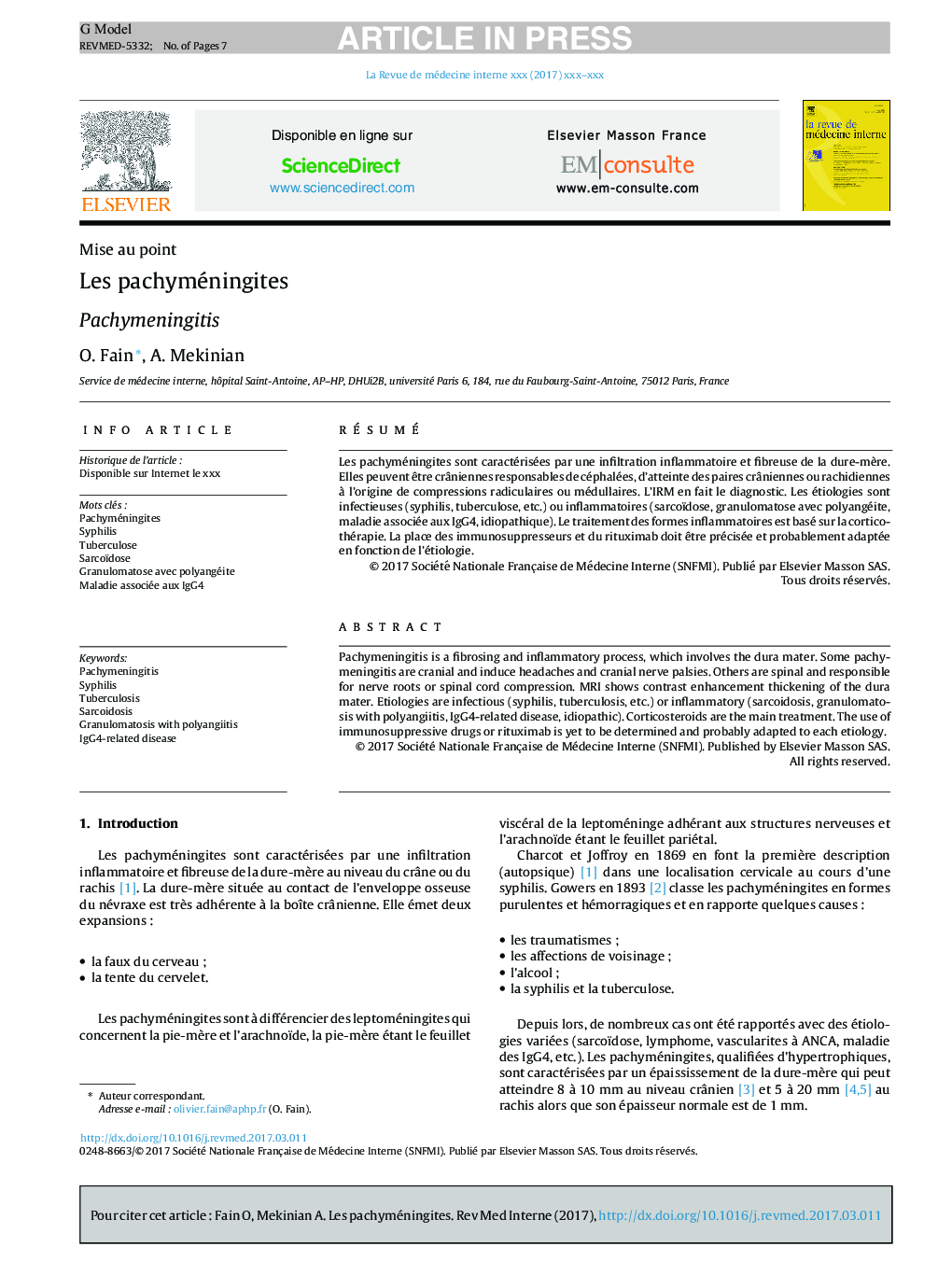 Les pachyméningites