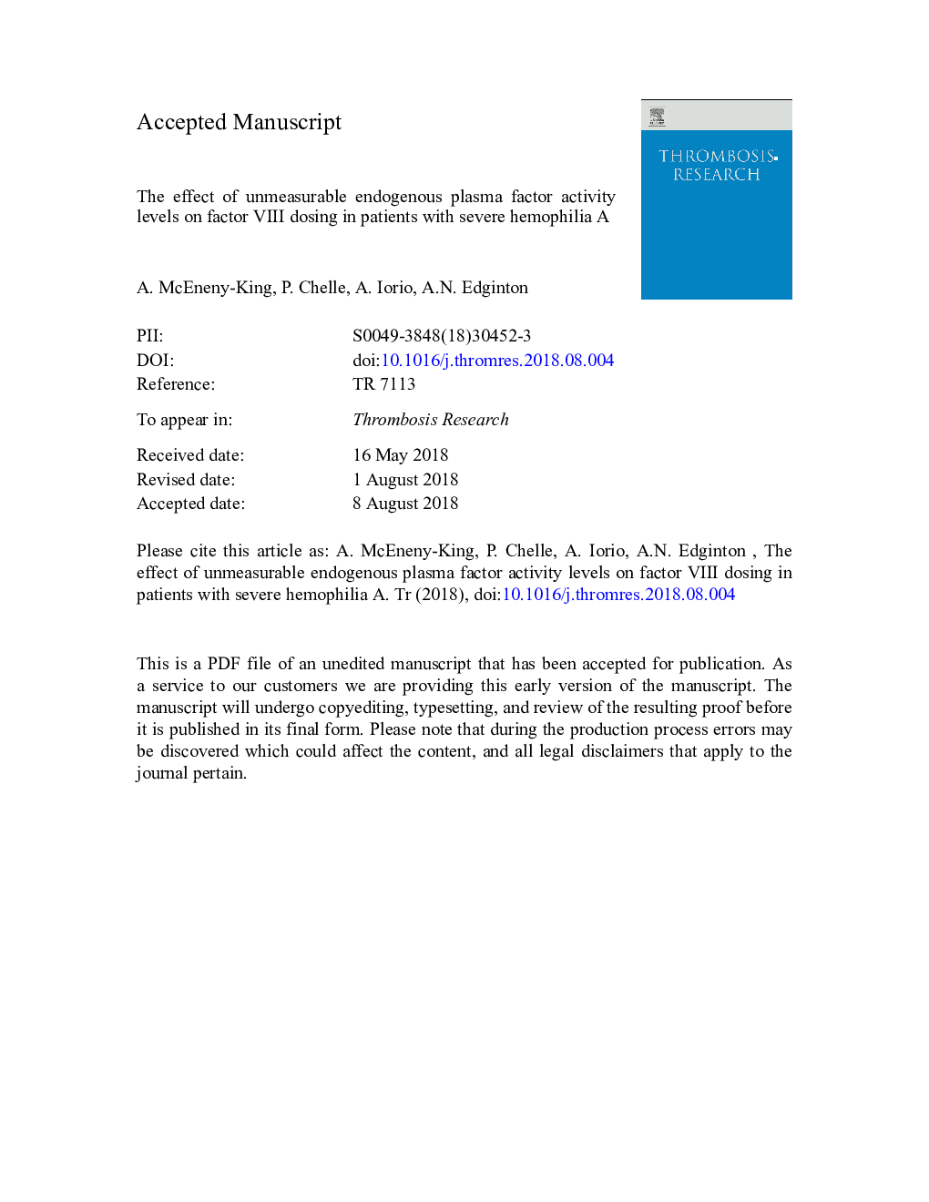 The effect of unmeasurable endogenous plasma factor activity levels on factor VIII dosing in patients with severe hemophilia A