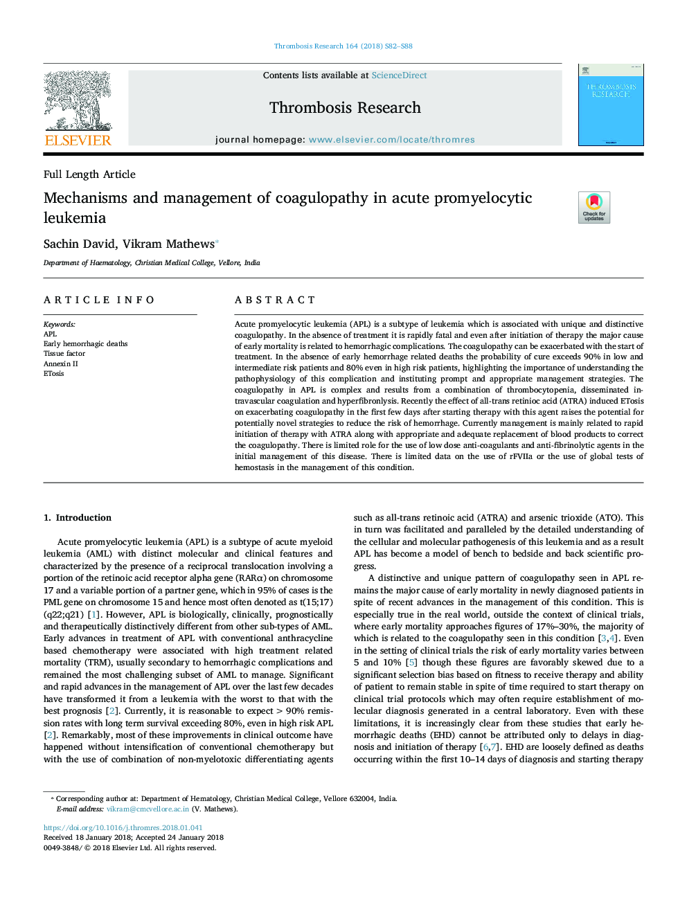 Mechanisms and management of coagulopathy in acute promyelocytic leukemia