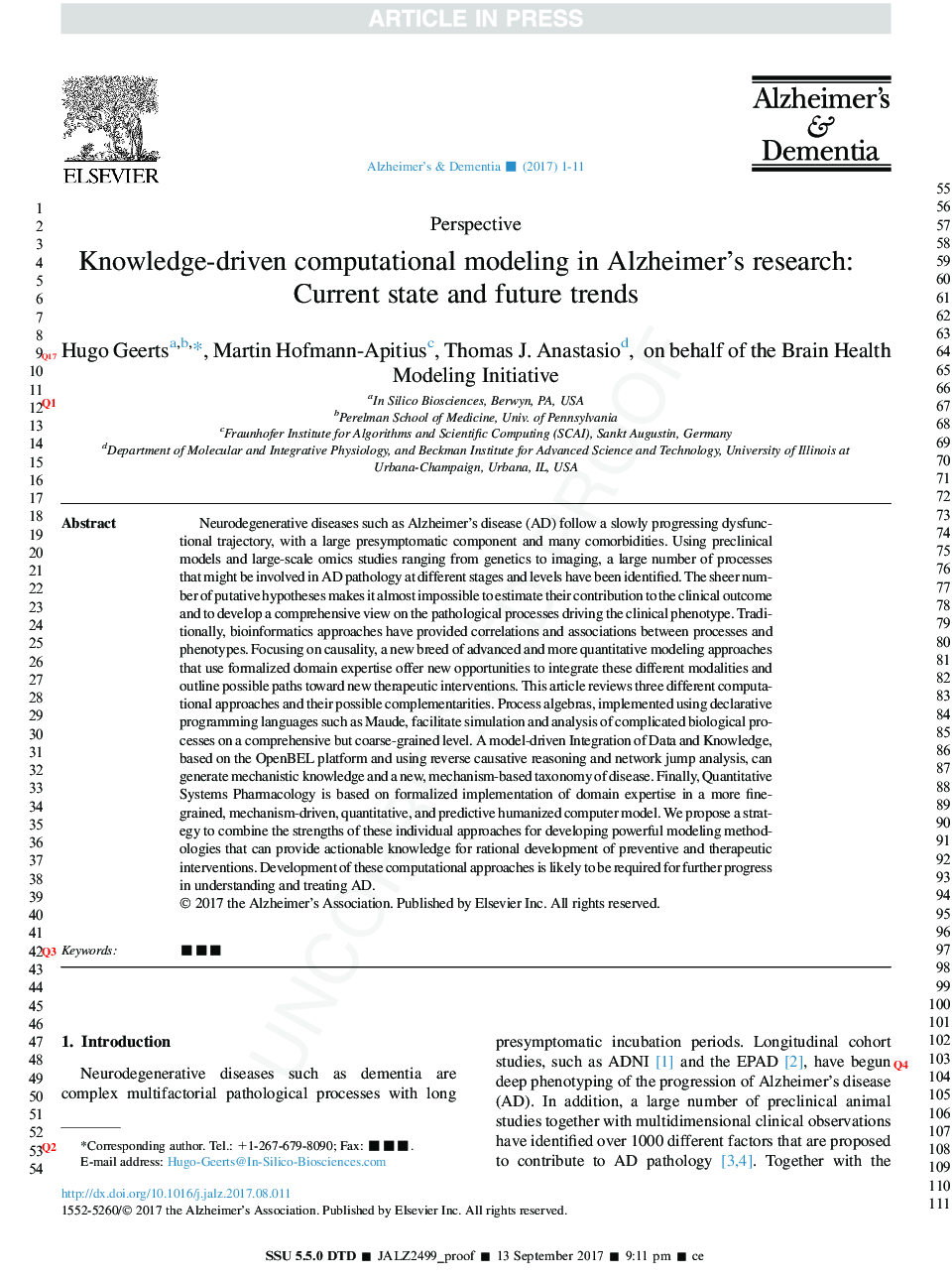 Knowledge-driven computational modeling in Alzheimer's disease research: Current state and future trends