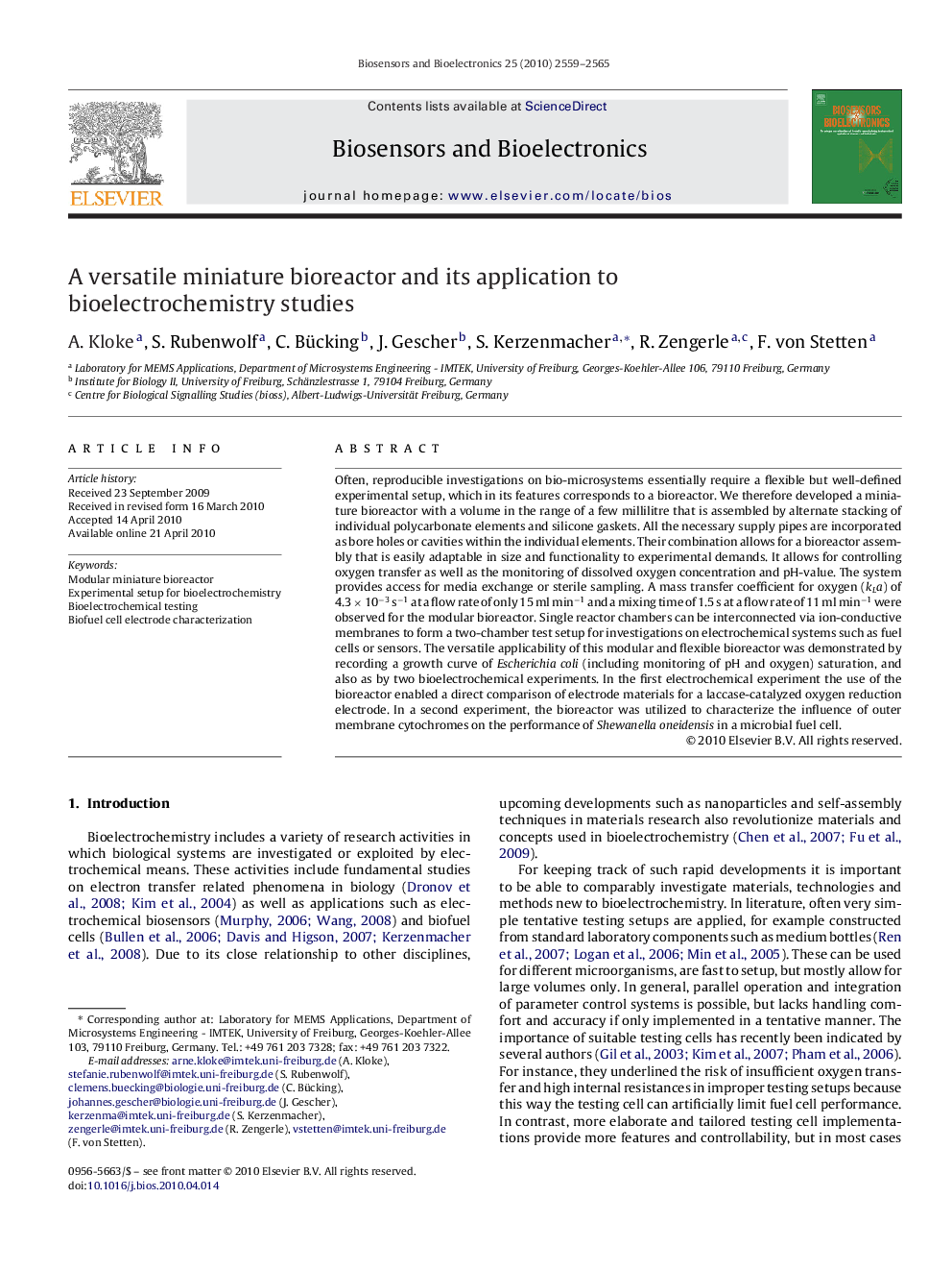 A versatile miniature bioreactor and its application to bioelectrochemistry studies