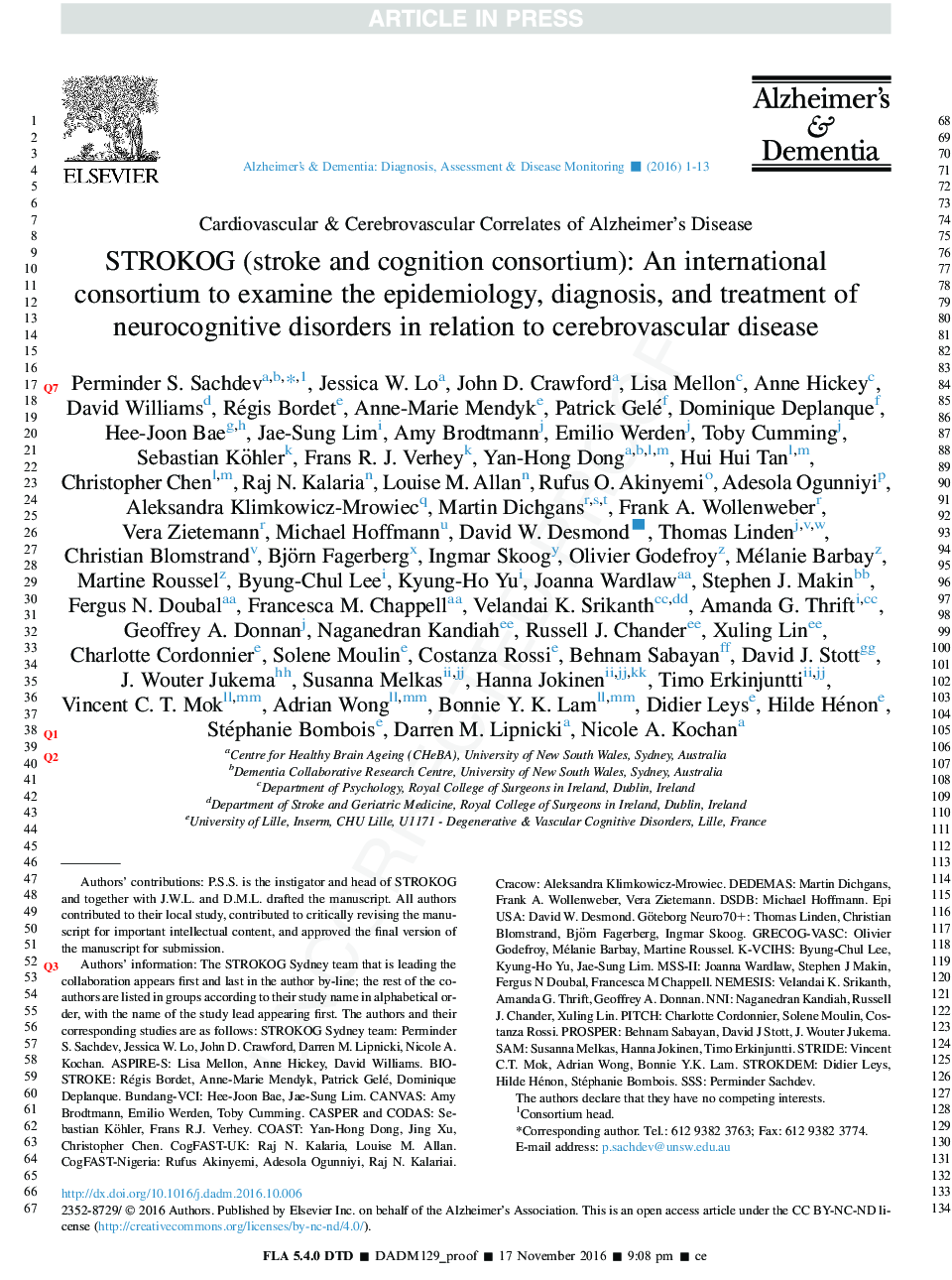 STROKOG (stroke and cognition consortium): An international consortium to examine the epidemiology, diagnosis, and treatment of neurocognitive disorders in relation to cerebrovascular disease