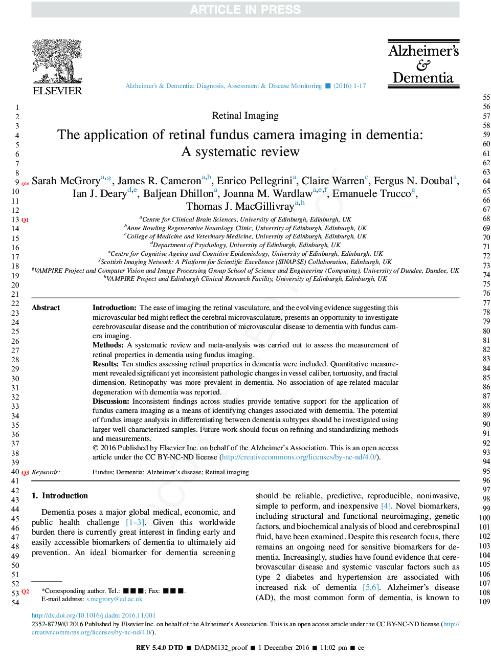 The application of retinal fundus camera imaging in dementia: A systematic review