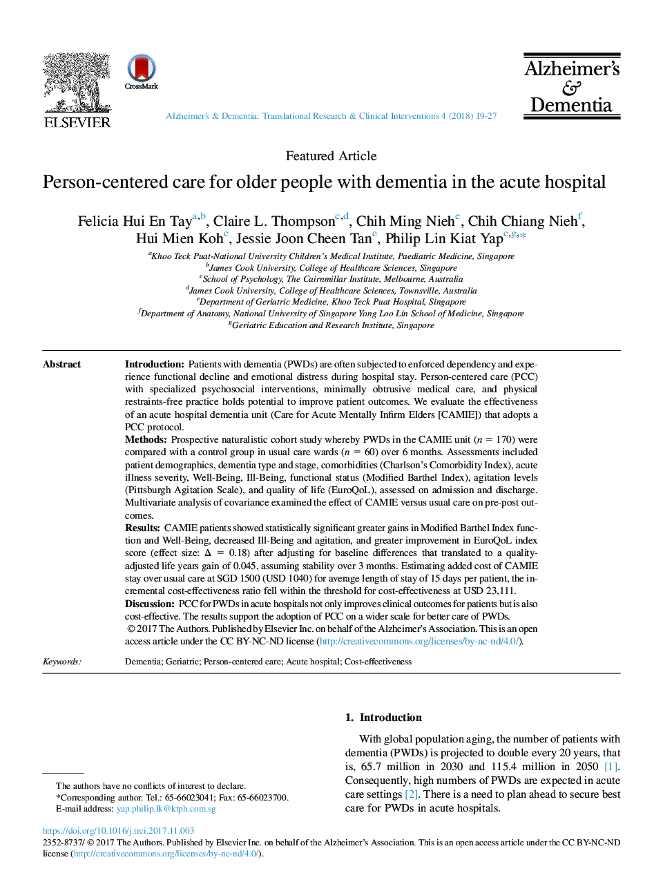 Person-centered care for older people with dementia in the acute hospital