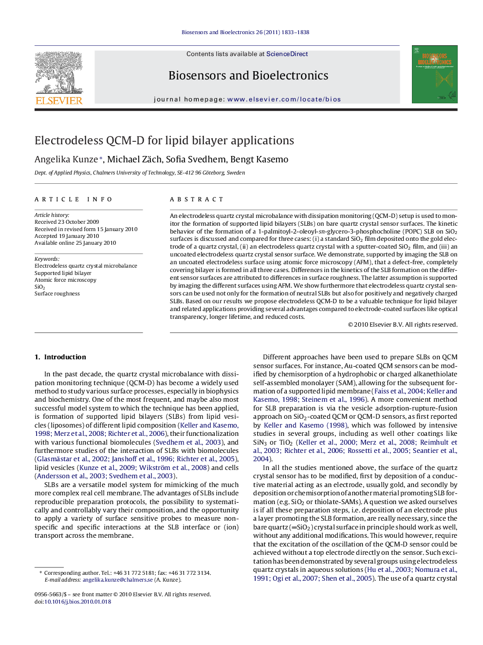 Electrodeless QCM-D for lipid bilayer applications