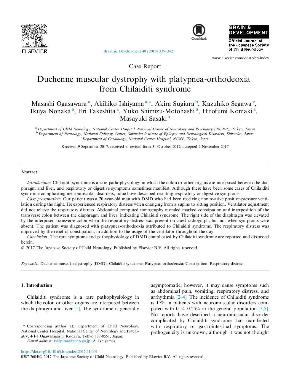 Duchenne muscular dystrophy with platypnea-orthodeoxia from Chilaiditi syndrome