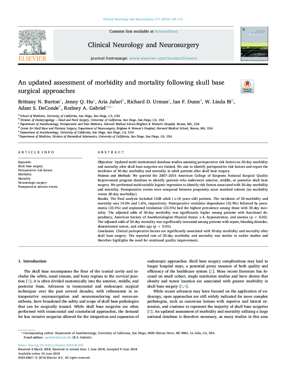 An updated assessment of morbidity and mortality following skull base surgical approaches