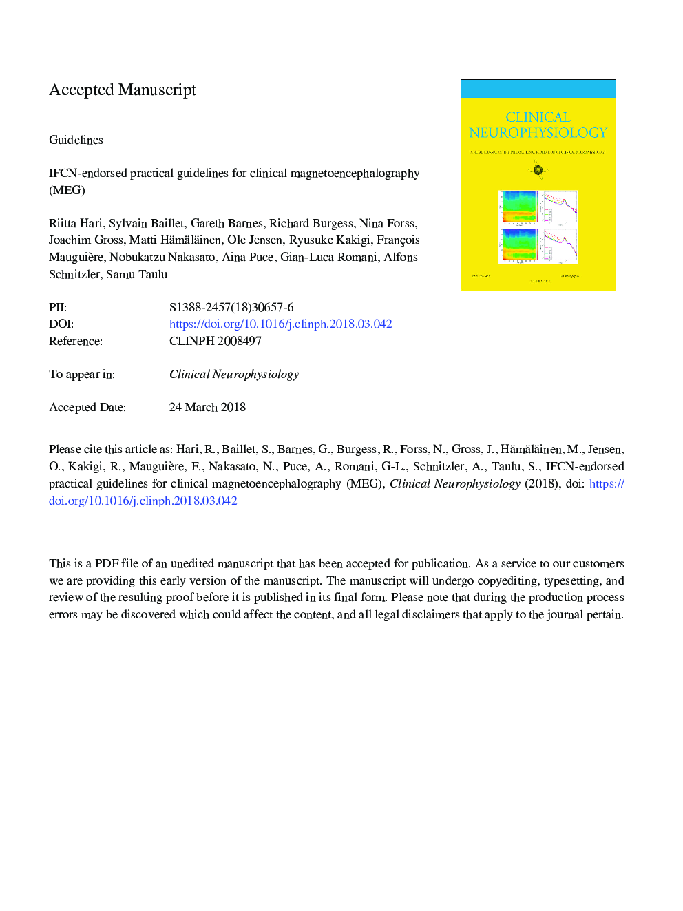 IFCN-endorsed practical guidelines for clinical magnetoencephalography (MEG)