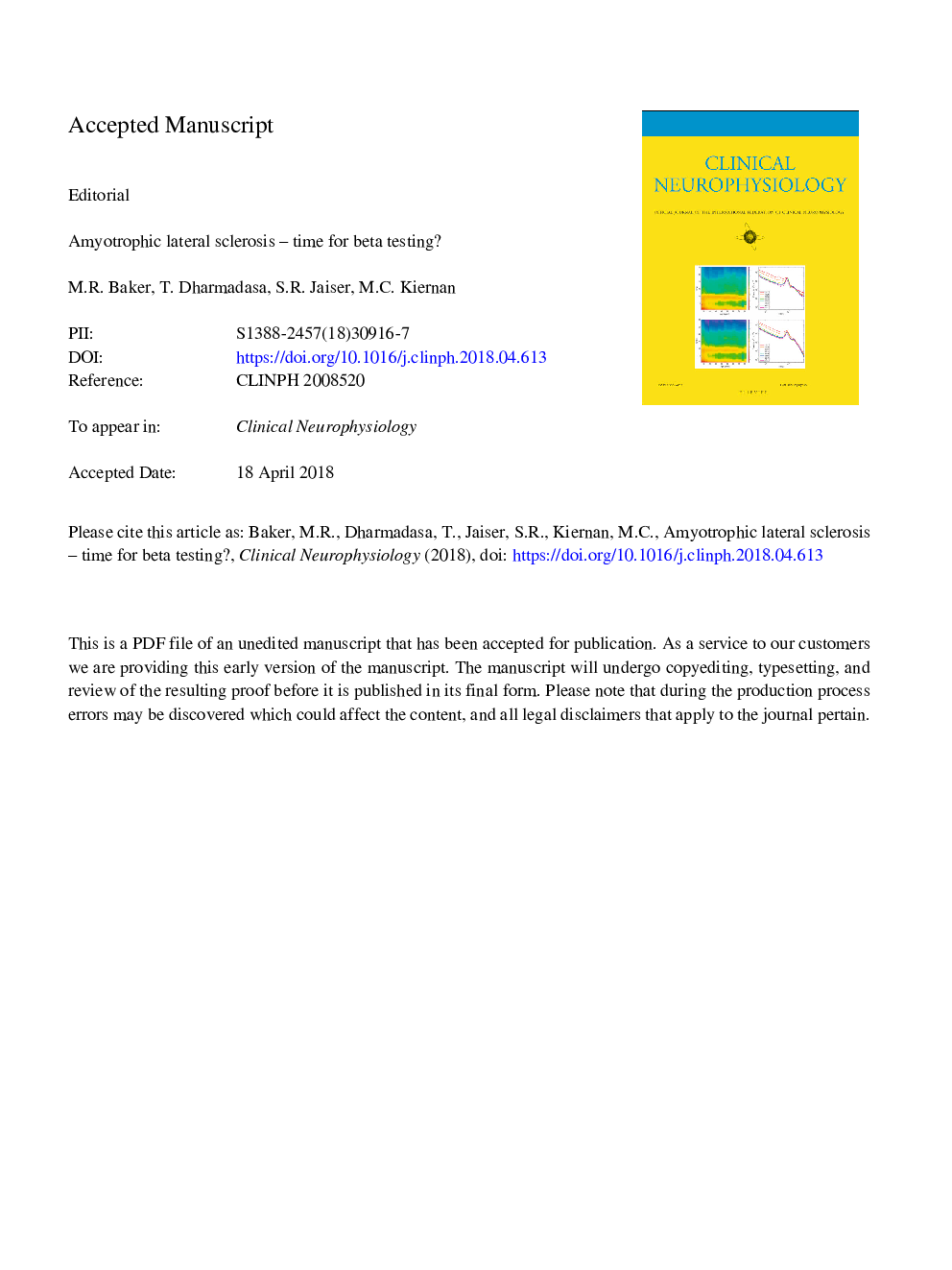 Amyotrophic lateral sclerosis - Time for beta testing?