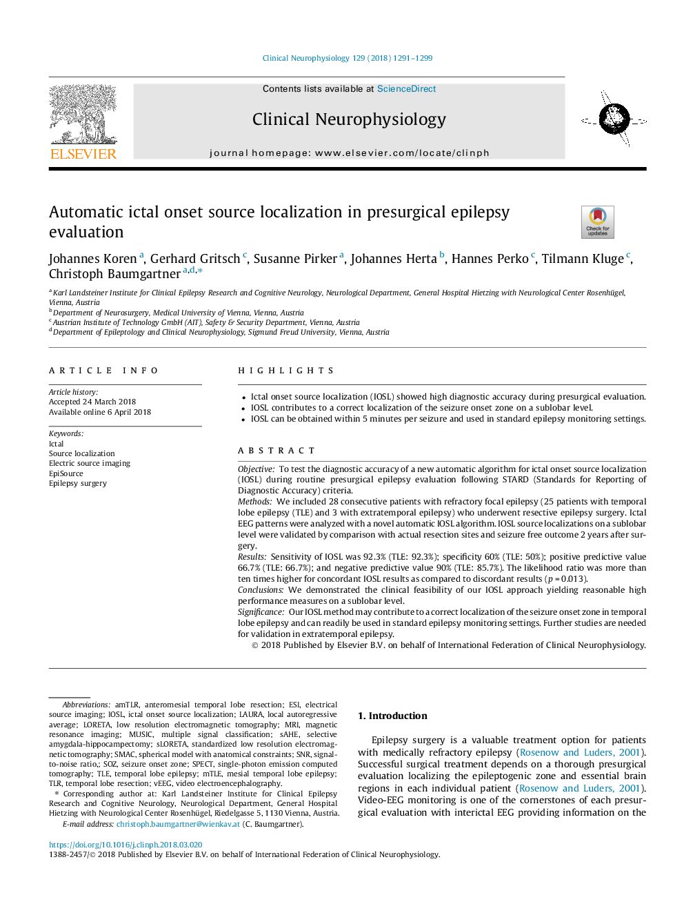 Automatic ictal onset source localization in presurgical epilepsy evaluation