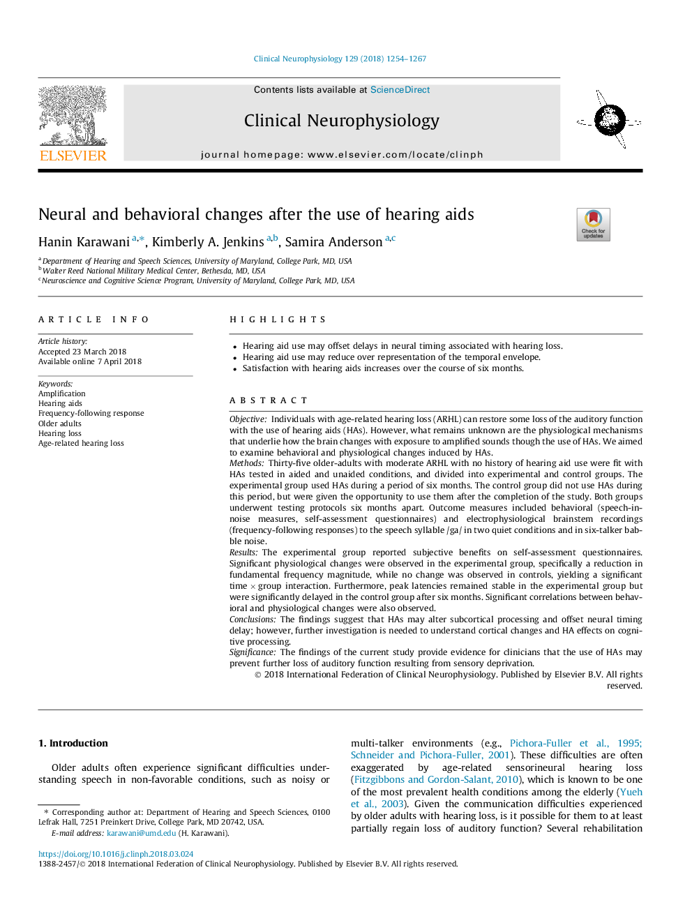 Neural and behavioral changes after the use of hearing aids