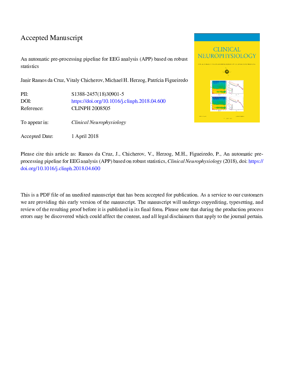 An automatic pre-processing pipeline for EEG analysis (APP) based on robust statistics