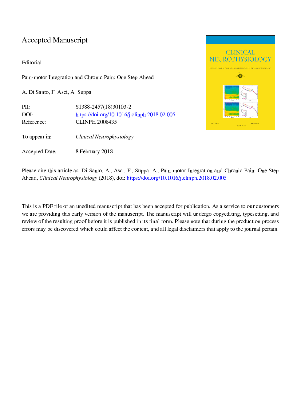 Pain-motor integration and chronic pain: One step ahead