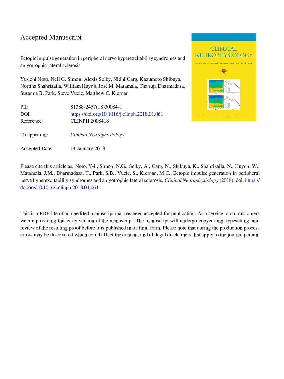 Ectopic impulse generation in peripheral nerve hyperexcitability syndromes and amyotrophic lateral sclerosis