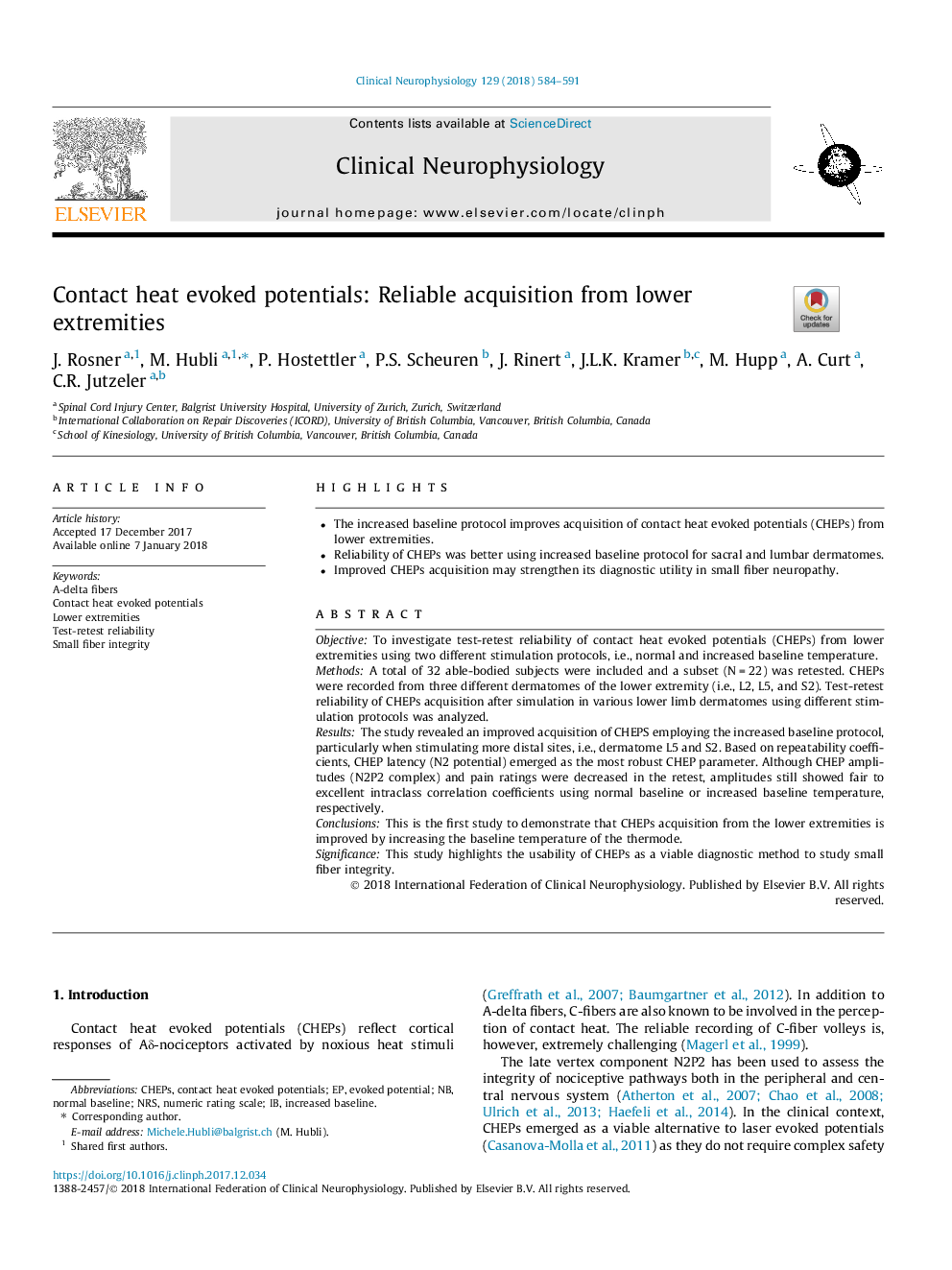 Contact heat evoked potentials: Reliable acquisition from lower extremities