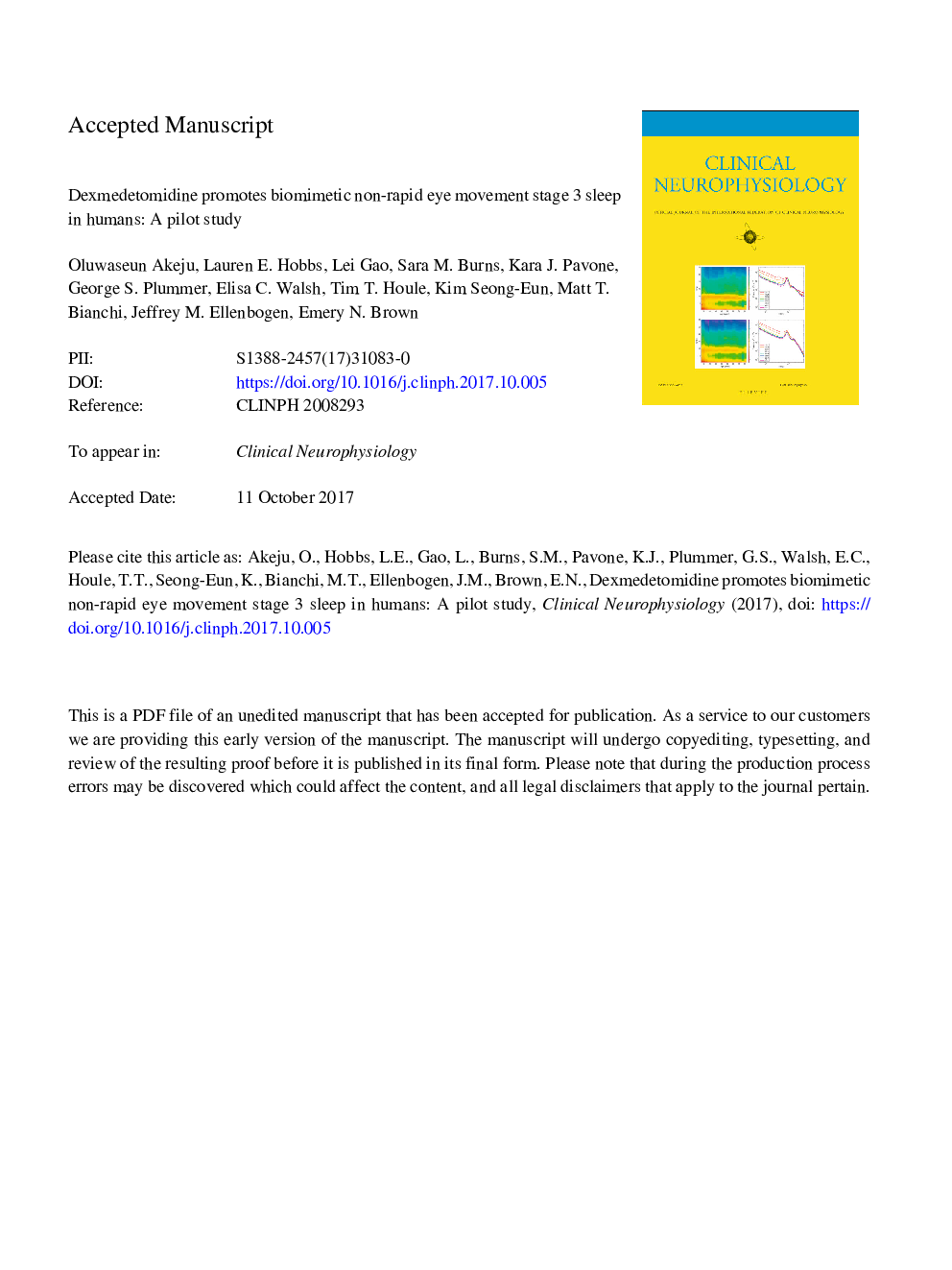 Dexmedetomidine promotes biomimetic non-rapid eye movement stage 3 sleep in humans: A pilot study