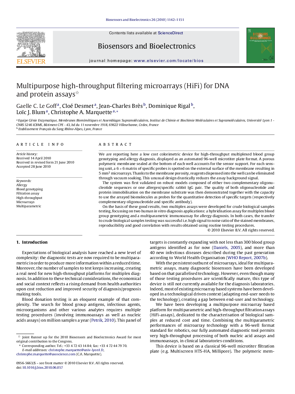 Multipurpose high-throughput filtering microarrays (HiFi) for DNA and protein assays 