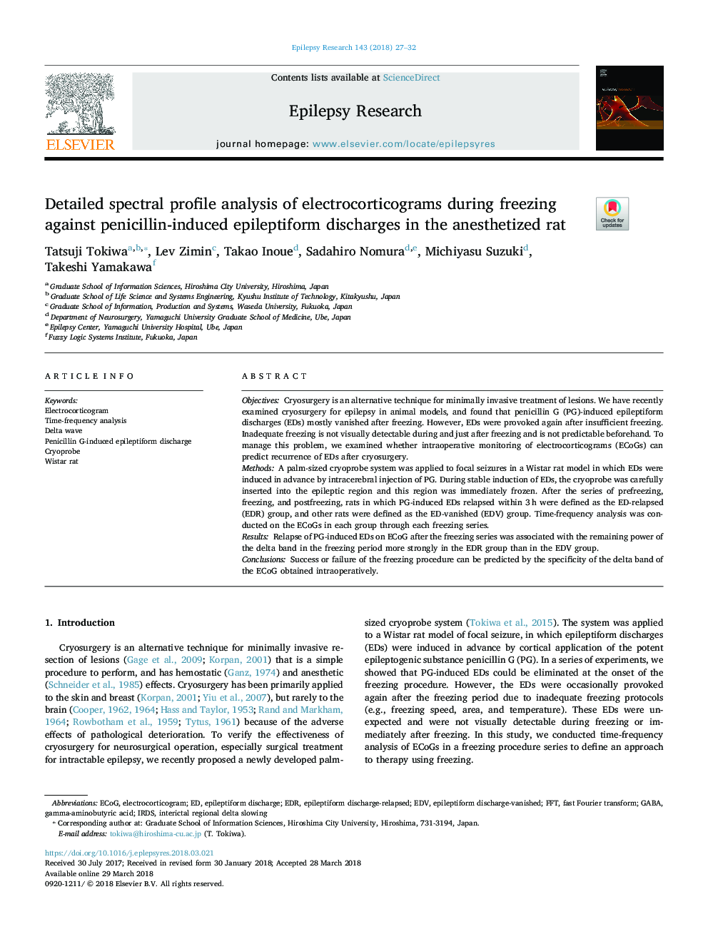 Detailed spectral profile analysis of electrocorticograms during freezing against penicillin-induced epileptiform discharges in the anesthetized rat