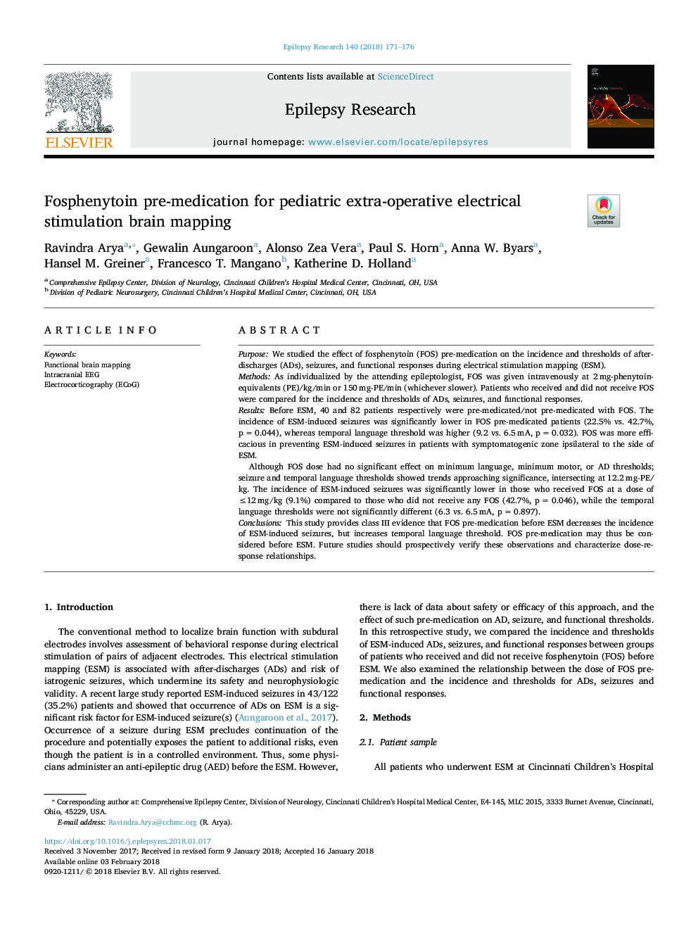 Fosphenytoin pre-medication for pediatric extra-operative electrical stimulation brain mapping