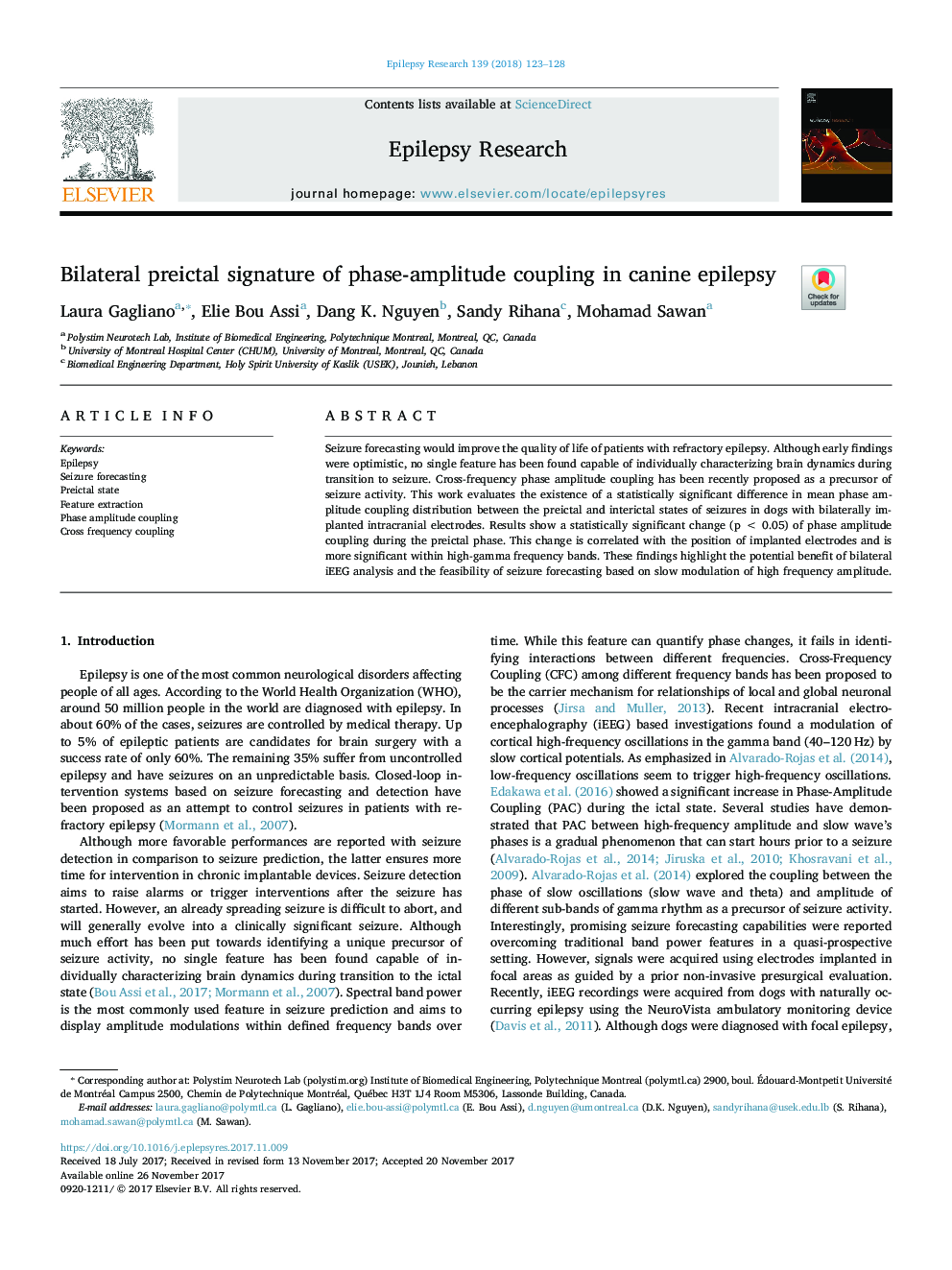 Bilateral preictal signature of phase-amplitude coupling in canine epilepsy