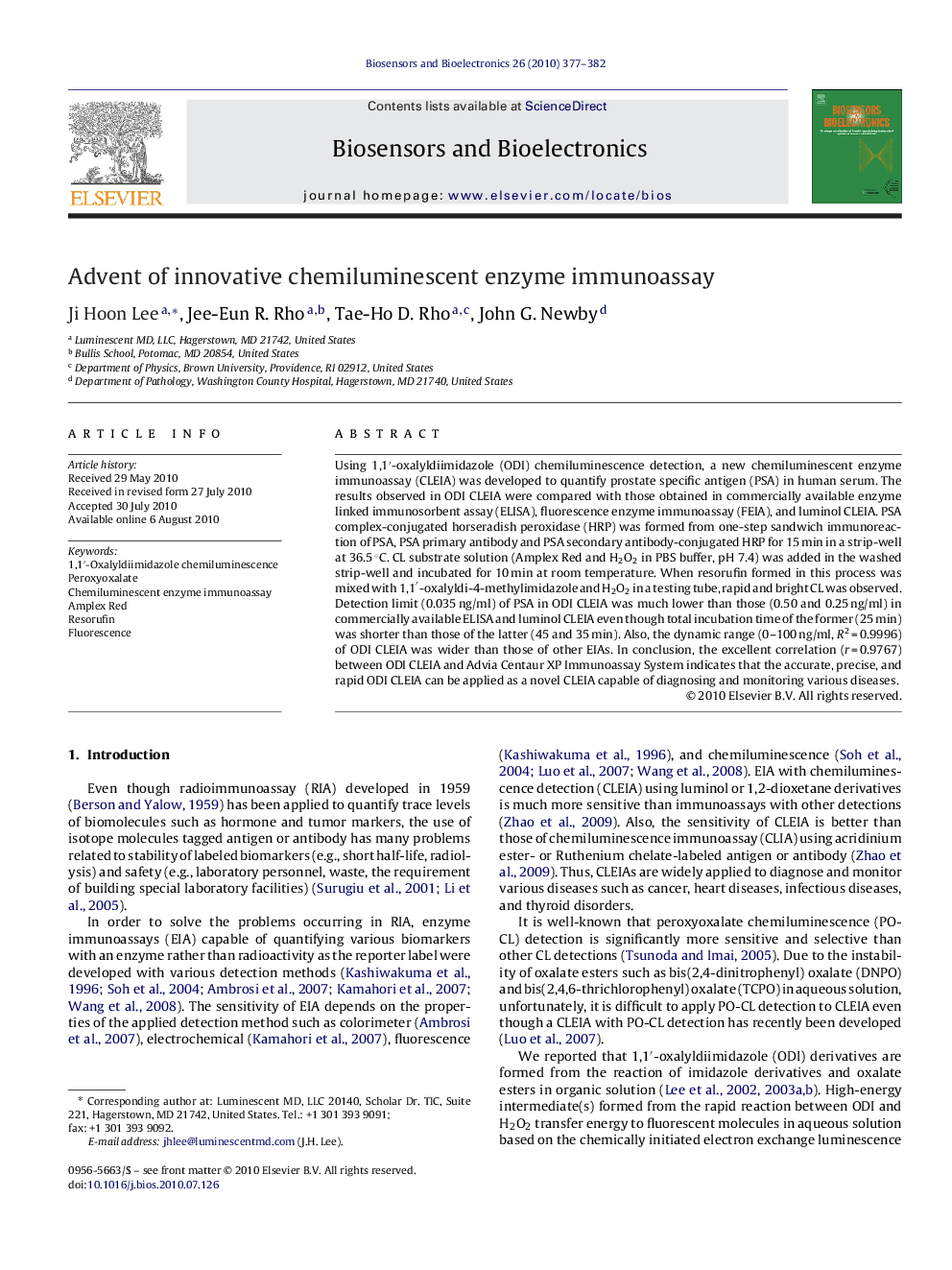 Advent of innovative chemiluminescent enzyme immunoassay