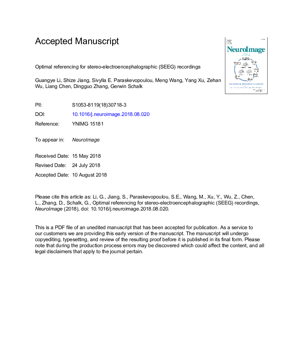 Optimal referencing for stereo-electroencephalographic (SEEG) recordings