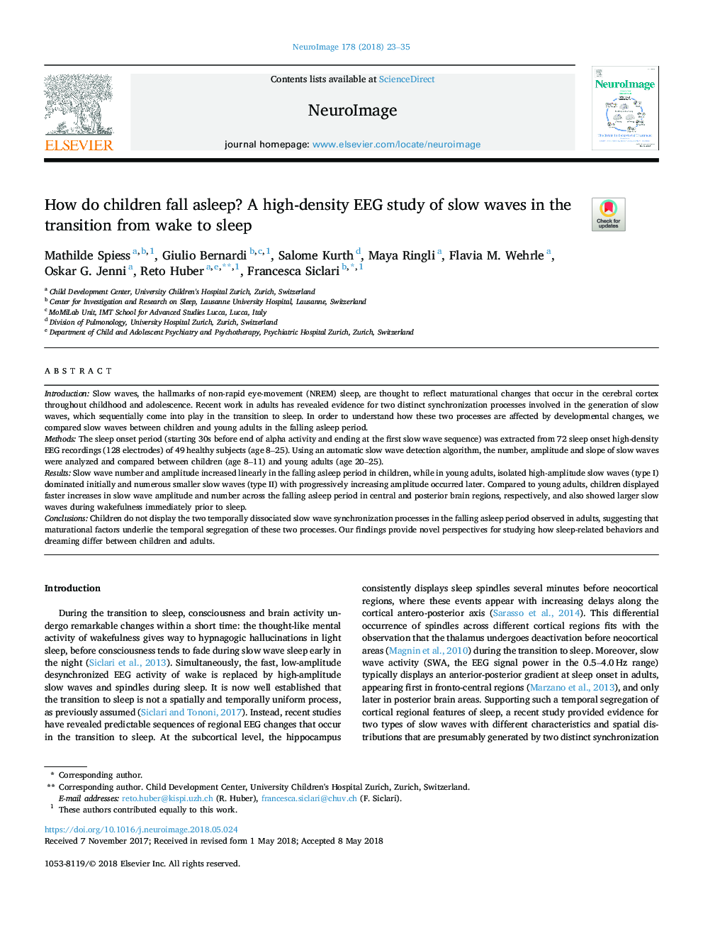 How do children fall asleep? A high-density EEG study of slow waves in the transition from wake to sleep