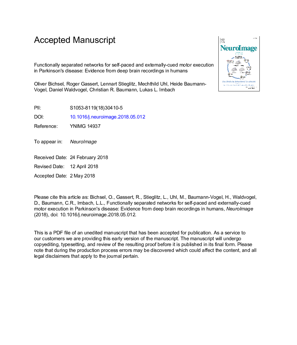 Functionally separated networks for self-paced and externally-cued motor execution in Parkinson's disease: Evidence from deep brain recordings in humans