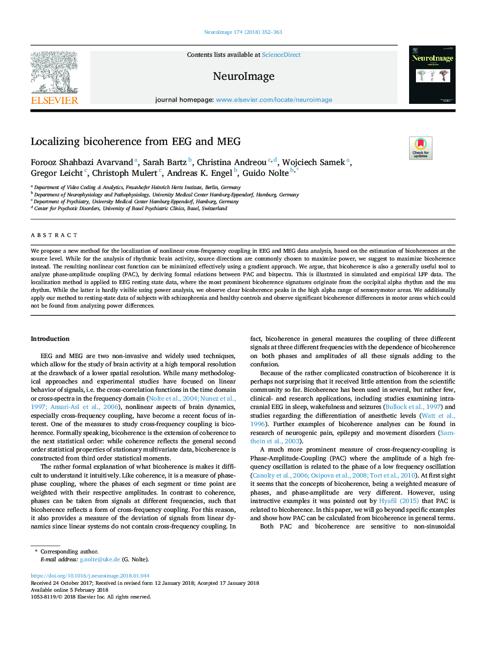 Localizing bicoherence from EEG and MEG