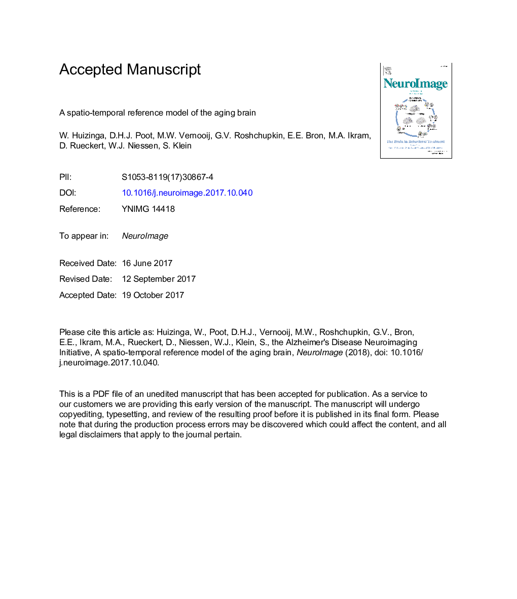 A spatio-temporal reference model of the aging brain