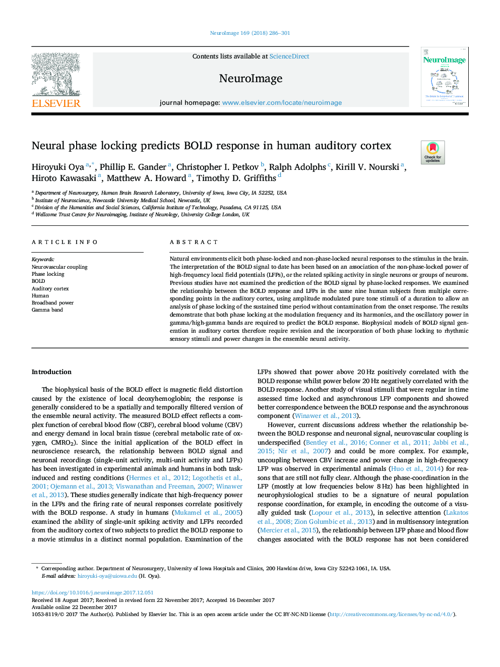 Neural phase locking predicts BOLD response in human auditory cortex